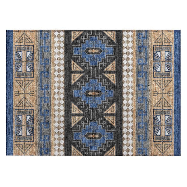 Chantille Machine Washable Indoor/Outdoor Abstract ACN2683 Navy 2 ft. x 3 ft. Accent Rug