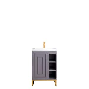 Alicante' 23.6 in. W x 18.3 in. D x 35.5 in. H Bath Vanity in Grey Smoke with White Glossy Resin Top
