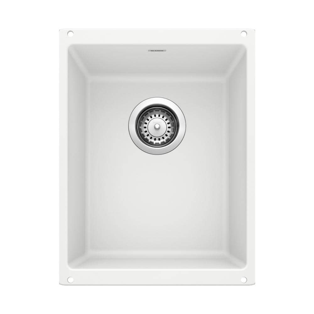 PRECIS White Granite Composite 13.75 in. Undermount Bar Sink in White