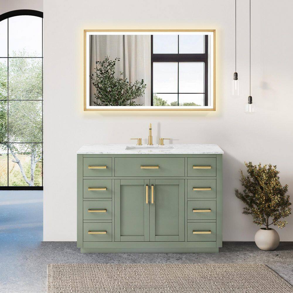 Ivy 48 in. Single Freestanding Vintage Green Bath Vanity with Carrara White Marble Top Assembled price history on PriceWatchPro