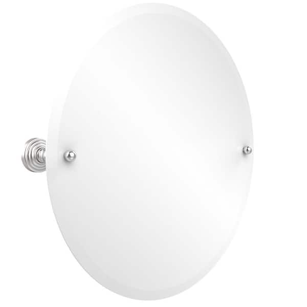 Allied Brass Waverly Place Collection 22 in. x 22 in. Frameless Round Single Tilt Mirror with Beveled Edge in Satin Chrome