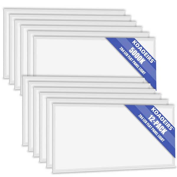 2 ft. x 4 ft. 250-Watt Equivalent White LED Drop Ceiling Lights 7800 Lumens 5000k Integrated LED Panel Light (12-Pack)