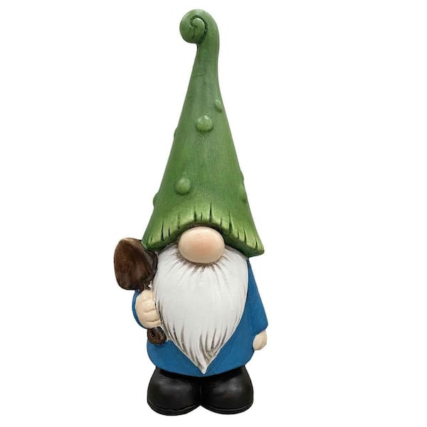 Unbranded Polyresin Gnome With Green Hat Statue 12 in.