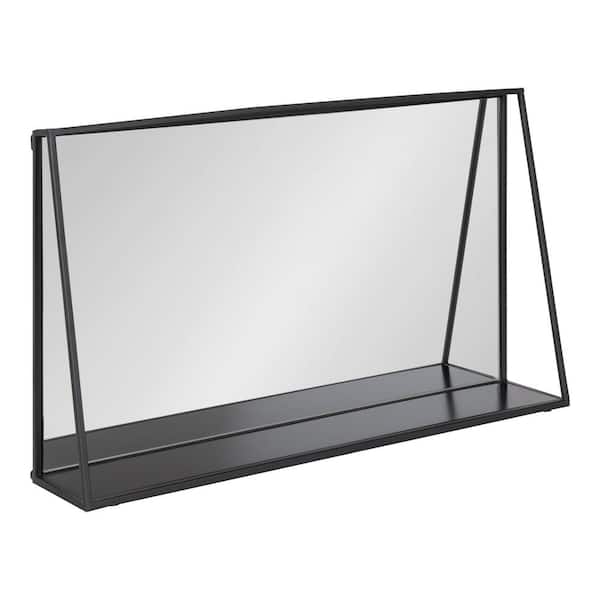 Kate and Laurel Lintz 16.00 in. H x 28.00 in. W Modern Rectangle Black Framed Accent Wall Mirror