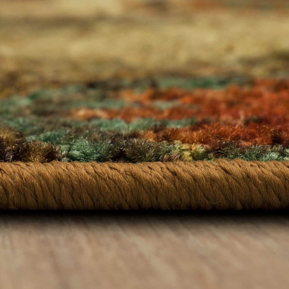 Red and Beige Tufted Silk Medallion 6' x 9' Area Rug