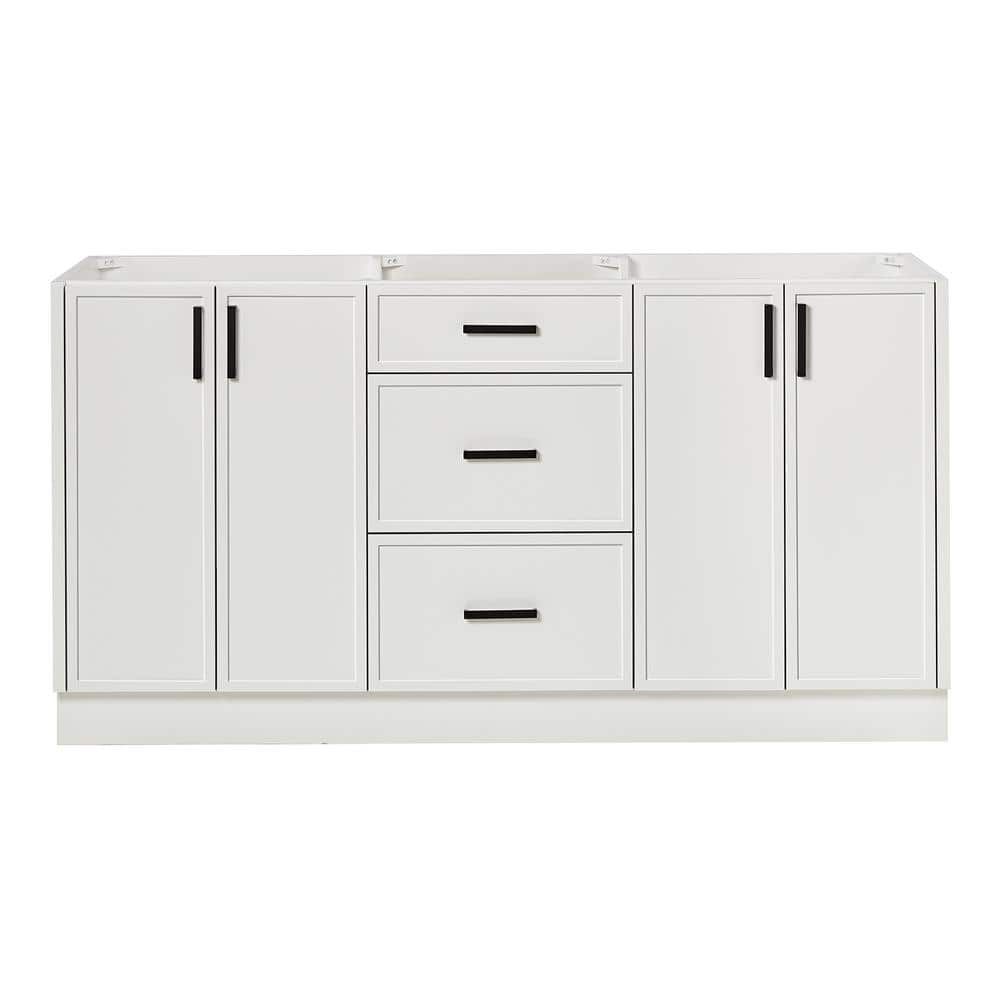 Kelly 66" White Wood Double Freestanding Vanity Cabinet