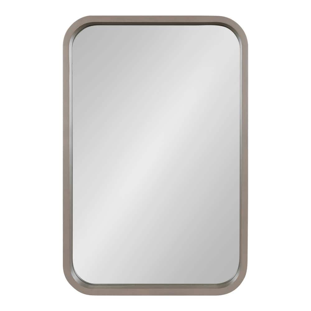 Hutton Graywash Solid Wood Radius Rectangle Wall Mirror