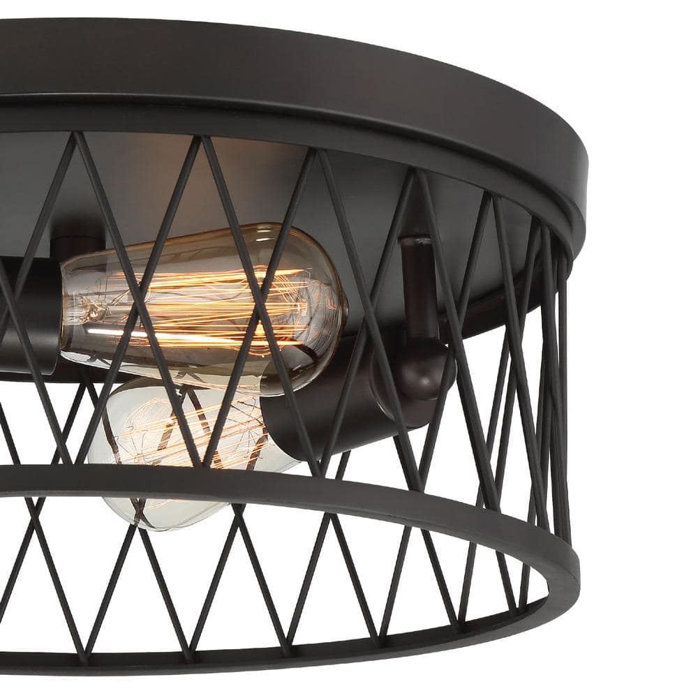 Arris Vintage Bronze 14.5" Drum Flush Mount Ceiling Light