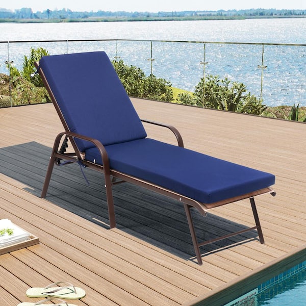 Pellebant 20.9 in. x 71.8 in. Outdoor Chaise Lounge Cushion in Dark Blue
