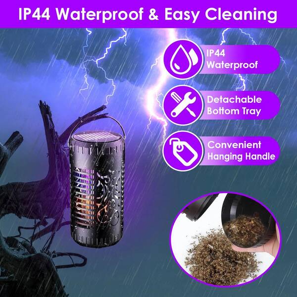 Oyezvary Solar Bug Zapper Garden Flame Flying Insect Killer Lamp