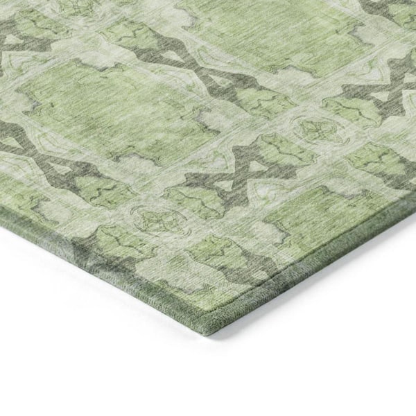 Green 10 ft. x 14 ft. Woven Floral Medallion Rectangle Indoor/Outdoor Area Rug