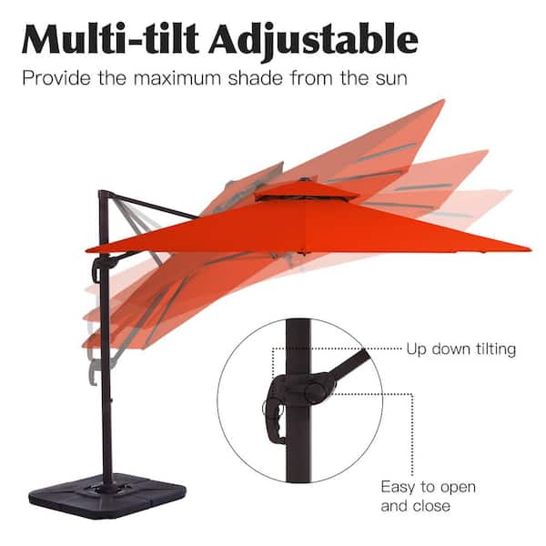JEAREY SunShade Deluxe 11 ft. Square Cantilever Umbrella