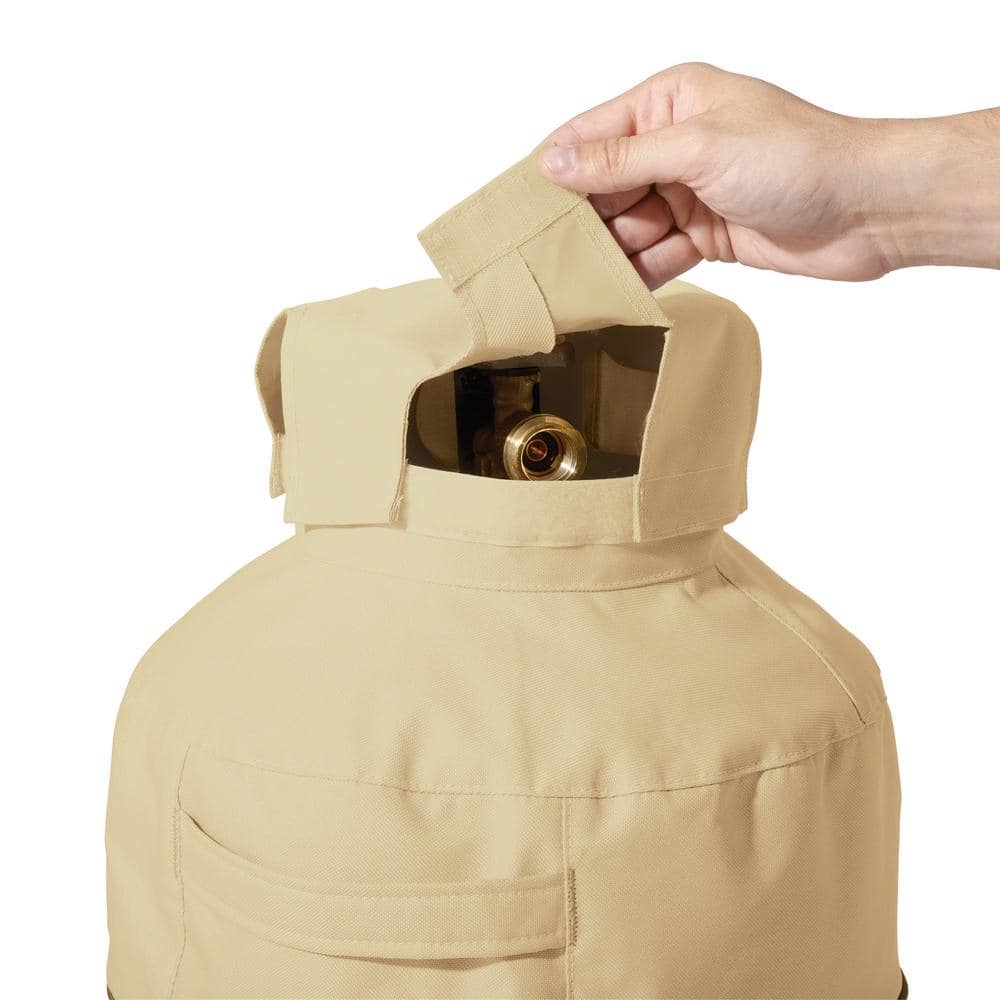 Veranda Beige and Brown Water-Resistant Propane Tank Cover