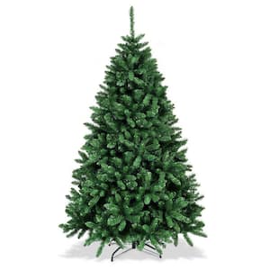 6 ft. Green Unlit Hinged PVC Regular Full Artificial Christmas Tree with Metal Stand