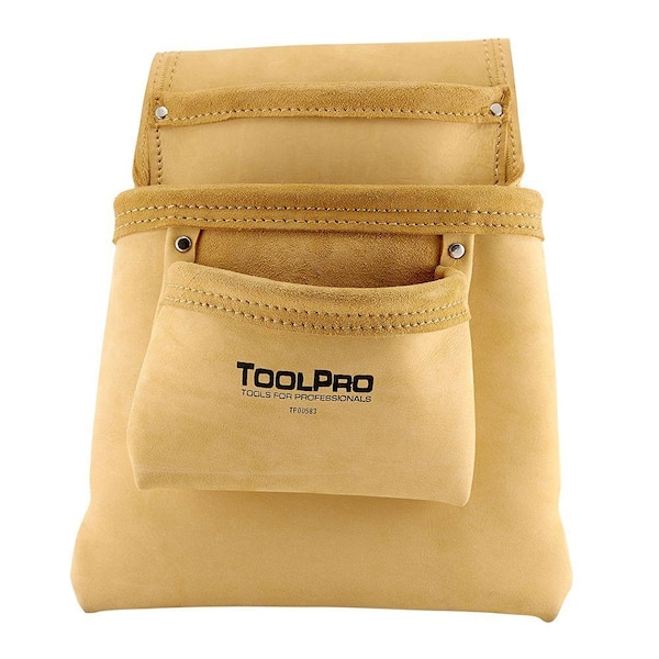 ToolPro 3-Pocket Split Leather Nail and Tool Pouch