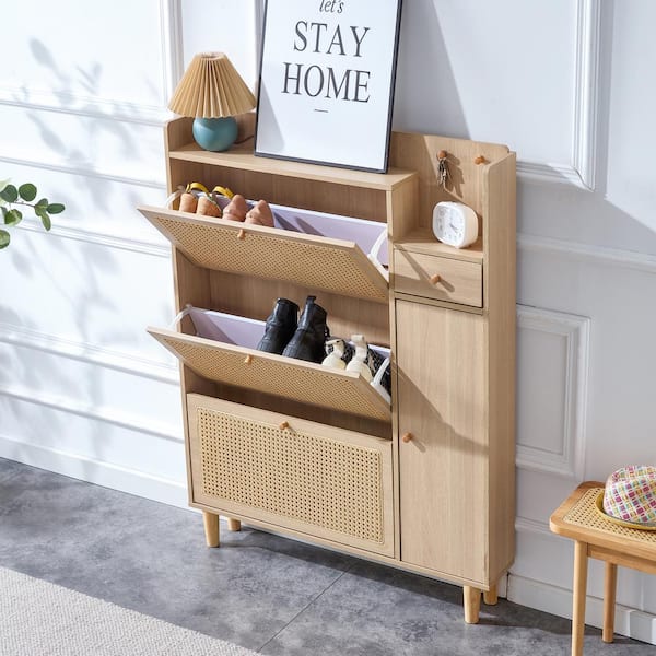 Light wood shoe cabinet discount