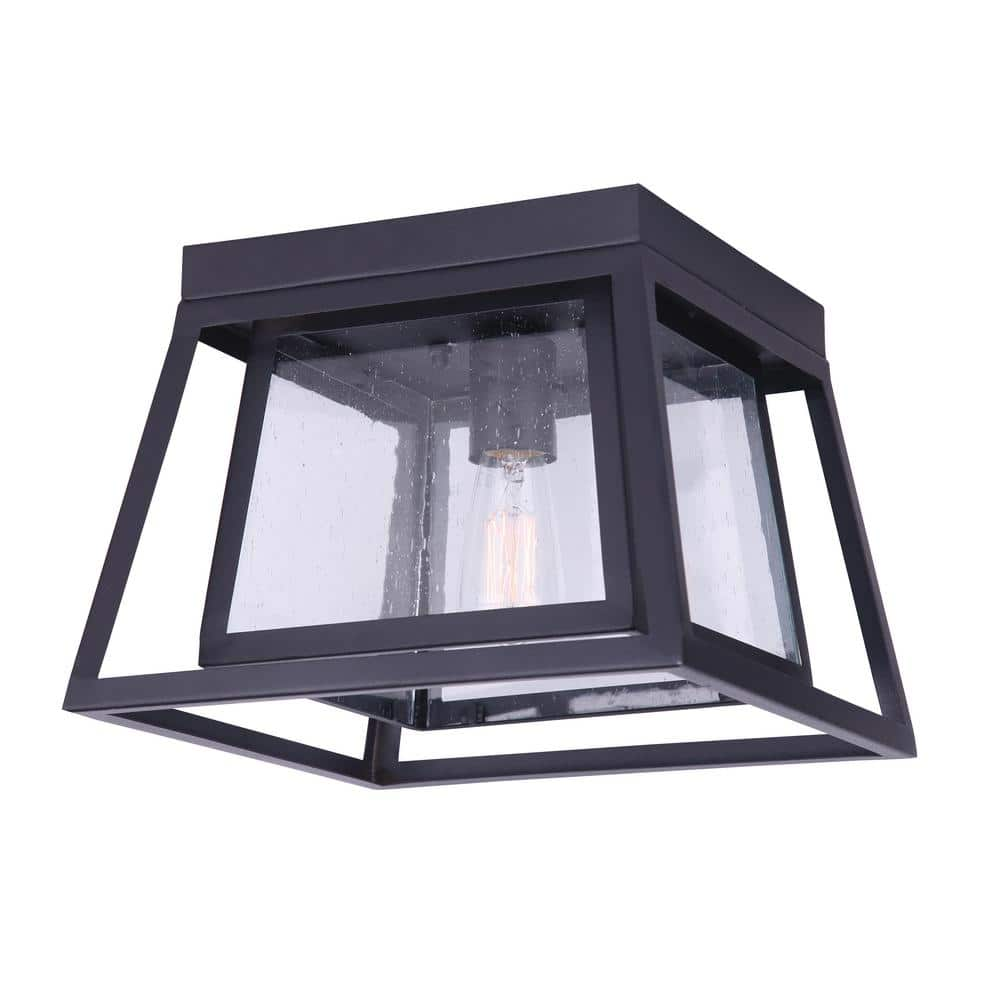 Canarm Grove 1 Light Matte Black Outdoor Flush Mount Light Iol481bk The Home Depot