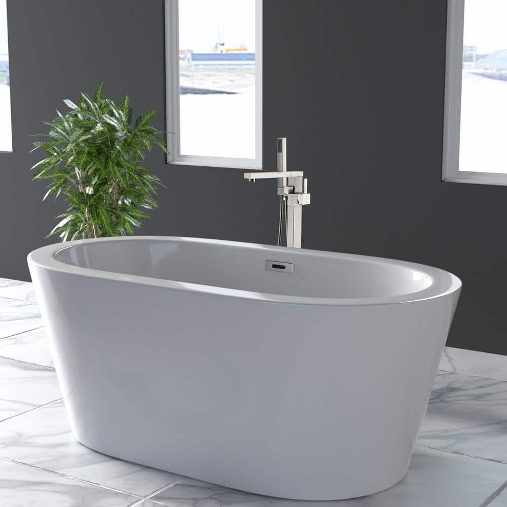 Brushed Nickel Freestanding Tub Filler with Hand Shower