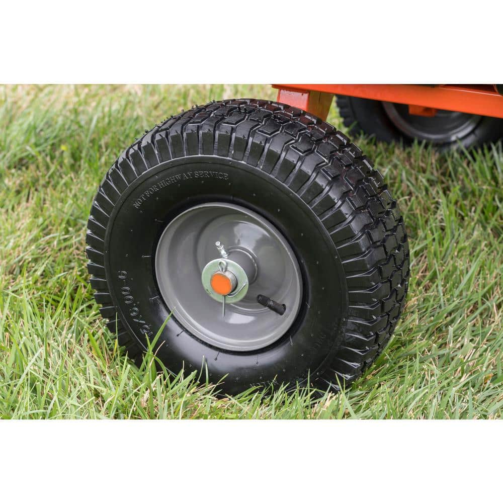 Black Poly Dump Cart with Steel Frame and Pneumatic Tires