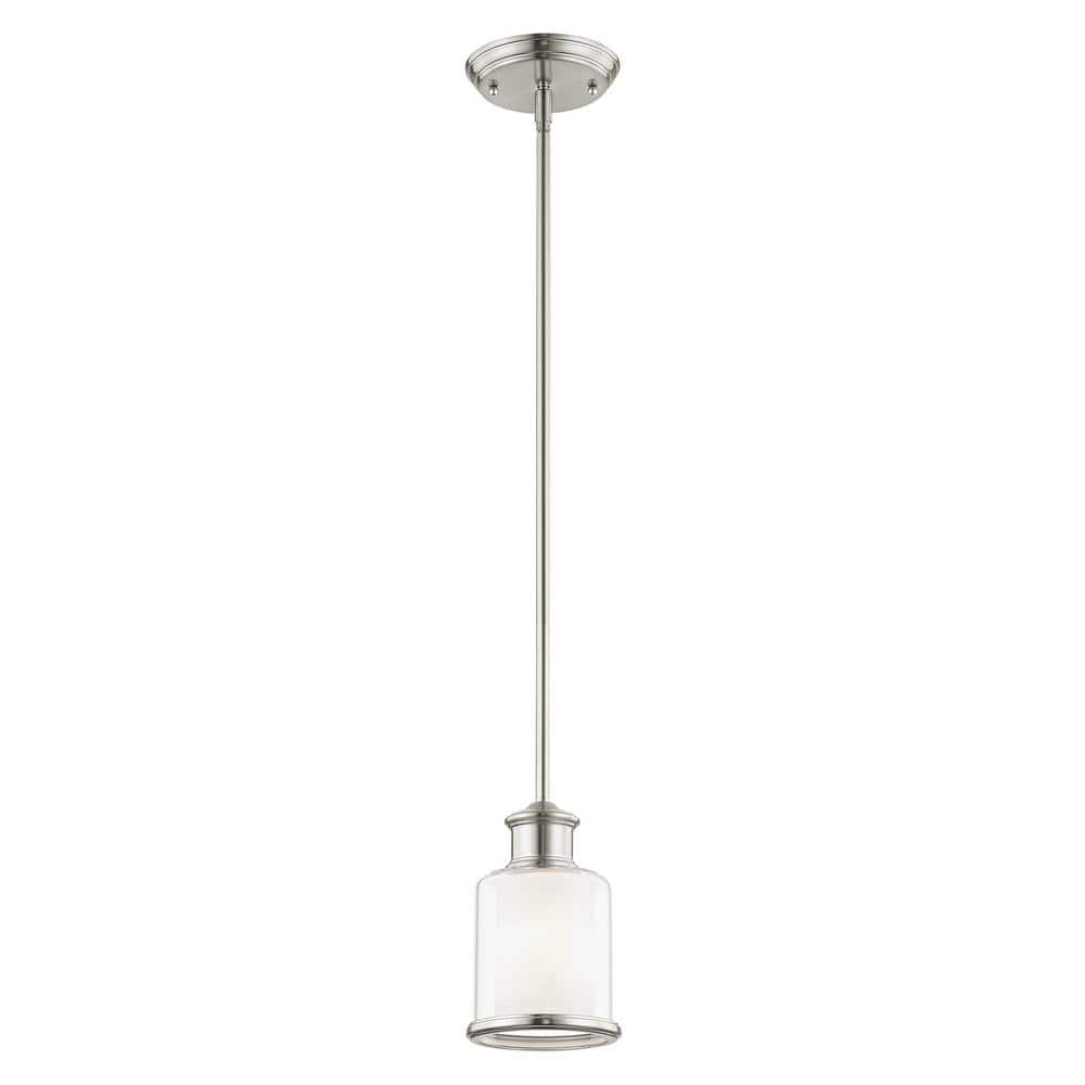 Elegant Brushed Nickel Mini Pendant with Double-Shaded Handcrafted Glass