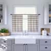 CLEAN WINDOW Aso Twill Stripe Linen Blend 52 in. W x 36 in. L Sheer Rod Pocket Kitchen Curtain Tier Pair in Mocha/Linen 57754