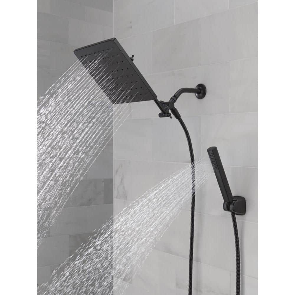 Matte Black Adjustable Square Rain Shower Head Combo