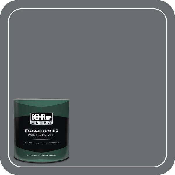 BEHR ULTRA 1 qt. #PPF-49 Platinum Gray Semi-Gloss Enamel Exterior Paint & Primer