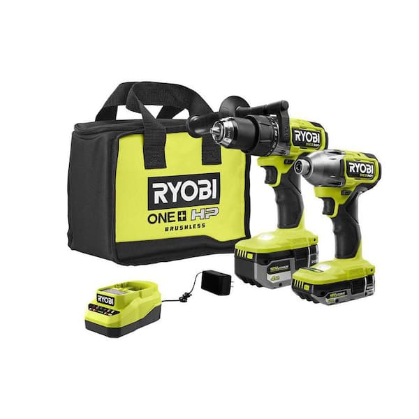 ONE+ HP 18V Brushless Cordless 1/2 in. Hammer Drill and 1/4 in 4-Mode Impact Driver Kit w/ (2) Batteries, Charger, & Bag