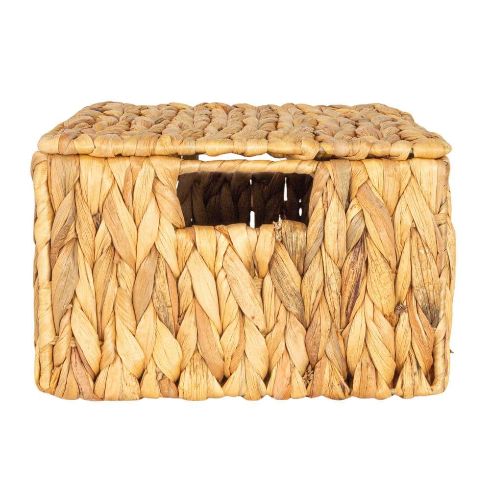 Natural Water Hyacinth Rectangular Storage Basket Set with Lids