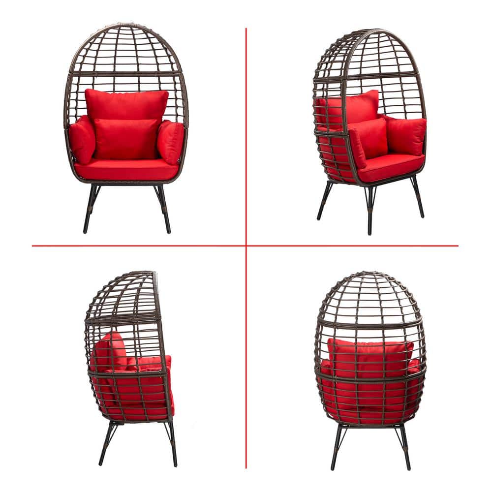 Outdoor Wicker Egg Chair with Red Cushions and Footrest price history on PriceWatchPro