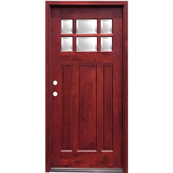 Pacific Entries 36 in. x 80 in. Craftsman 6 Lite Stained Mahogany Wood  Prehung Front Door M36MR - The Home Depot