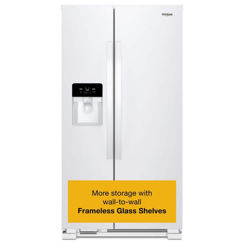 Whirlpool 33 in. Wide Side-by-Side Refrigerator in White 21 cu. ft. WRS331SDHW on Fridge.com