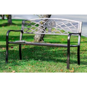 50 in. Long Garden Bench Bronze Color Criss-Cross Backrest