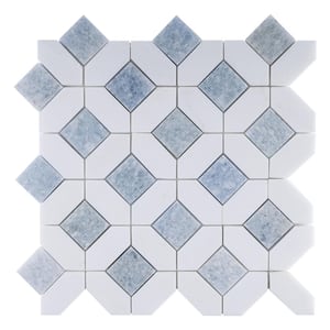Natural Green 12.01 in. x 12.01 in. Geometric Polished Marble Mosaic Tile (10.1 sq. ft./Case)