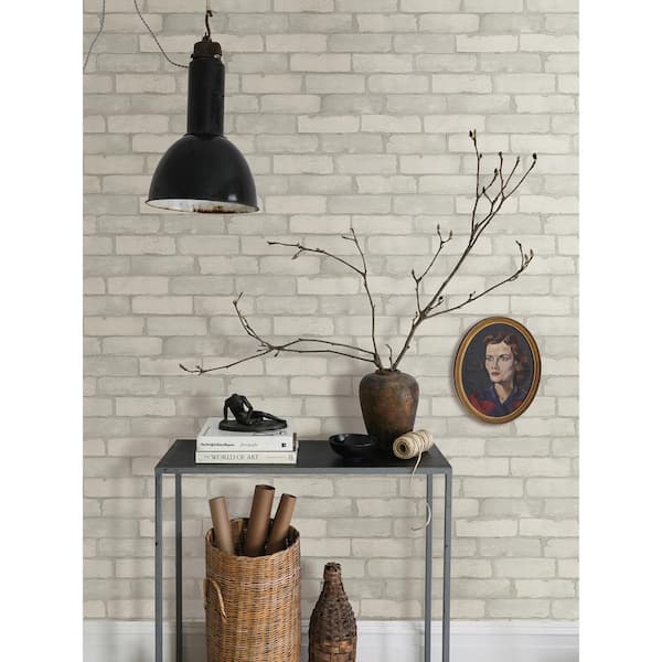 Limewashed Aged White Brick Wallpaper