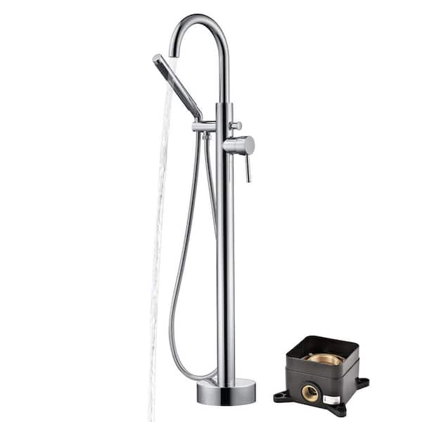 SUMERAIN Modern Single Handle Freestanding Tub Faucet with Hand Shower in Chrome