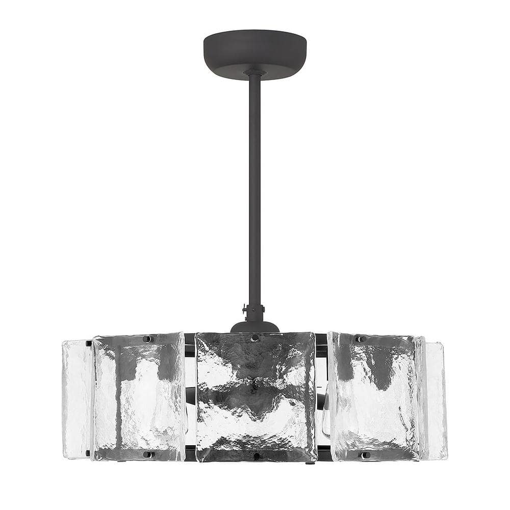 Matte Black 27" LED Chandelier Fan with Clear Glass