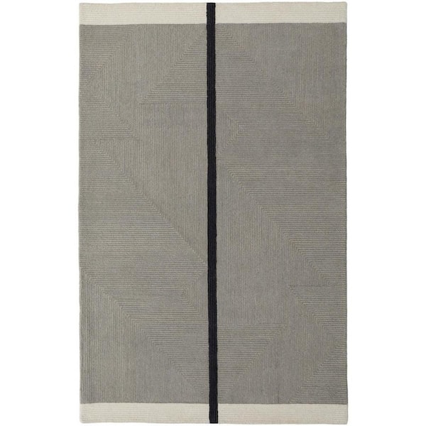 2 ft. x 13 ft. Black and Gray Abstract;Geometric Area Rug