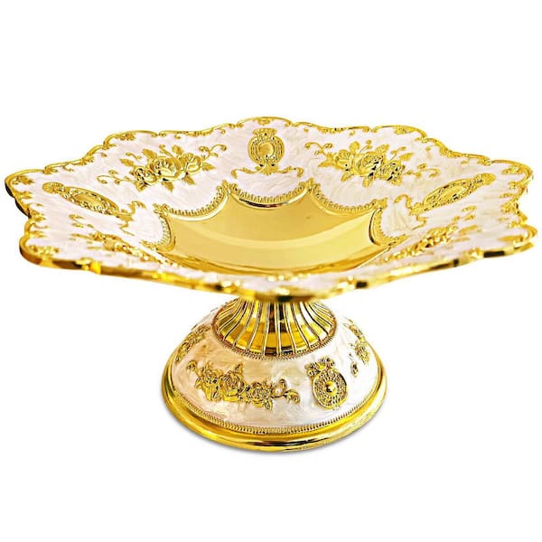 Gold 11.5 In Zinc Alloy Metal Candy Dish Pedestal Bowl-Decorative Bowls for Home Decor
