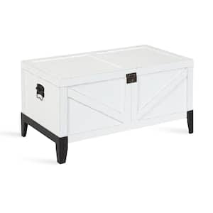 Cates 34.25 in. White Rectangle Wood Coffee Table with Storage