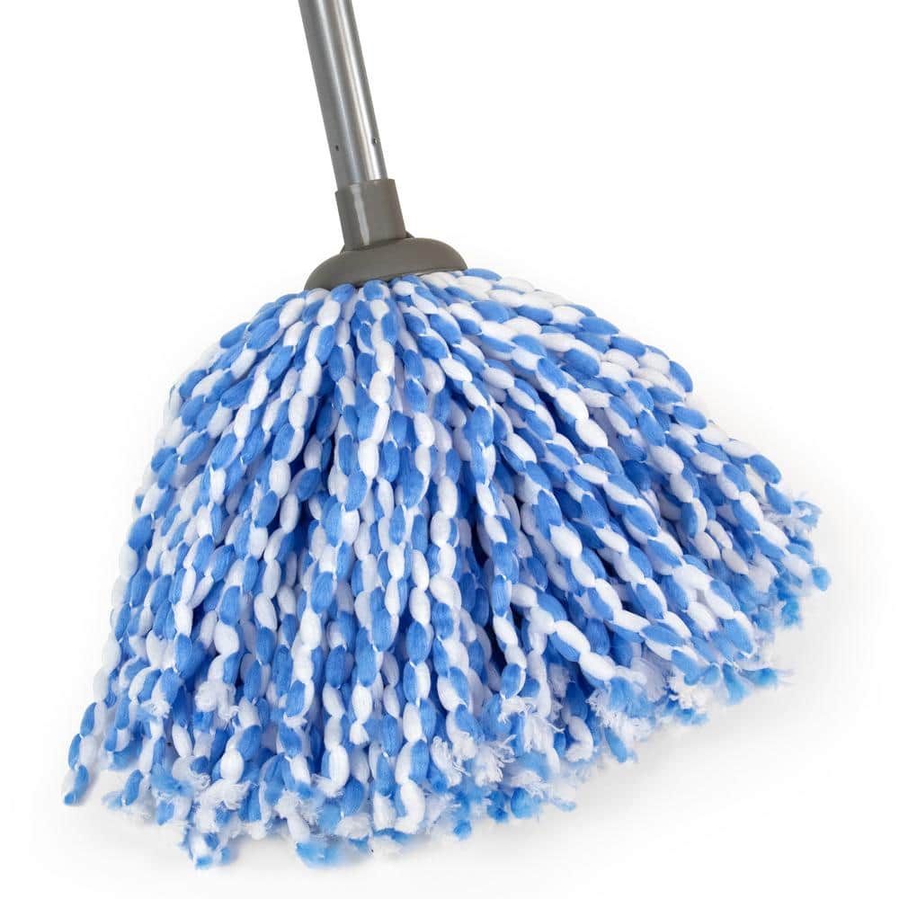 Blue and White Microfiber Braided Loop String Wet Mop Head