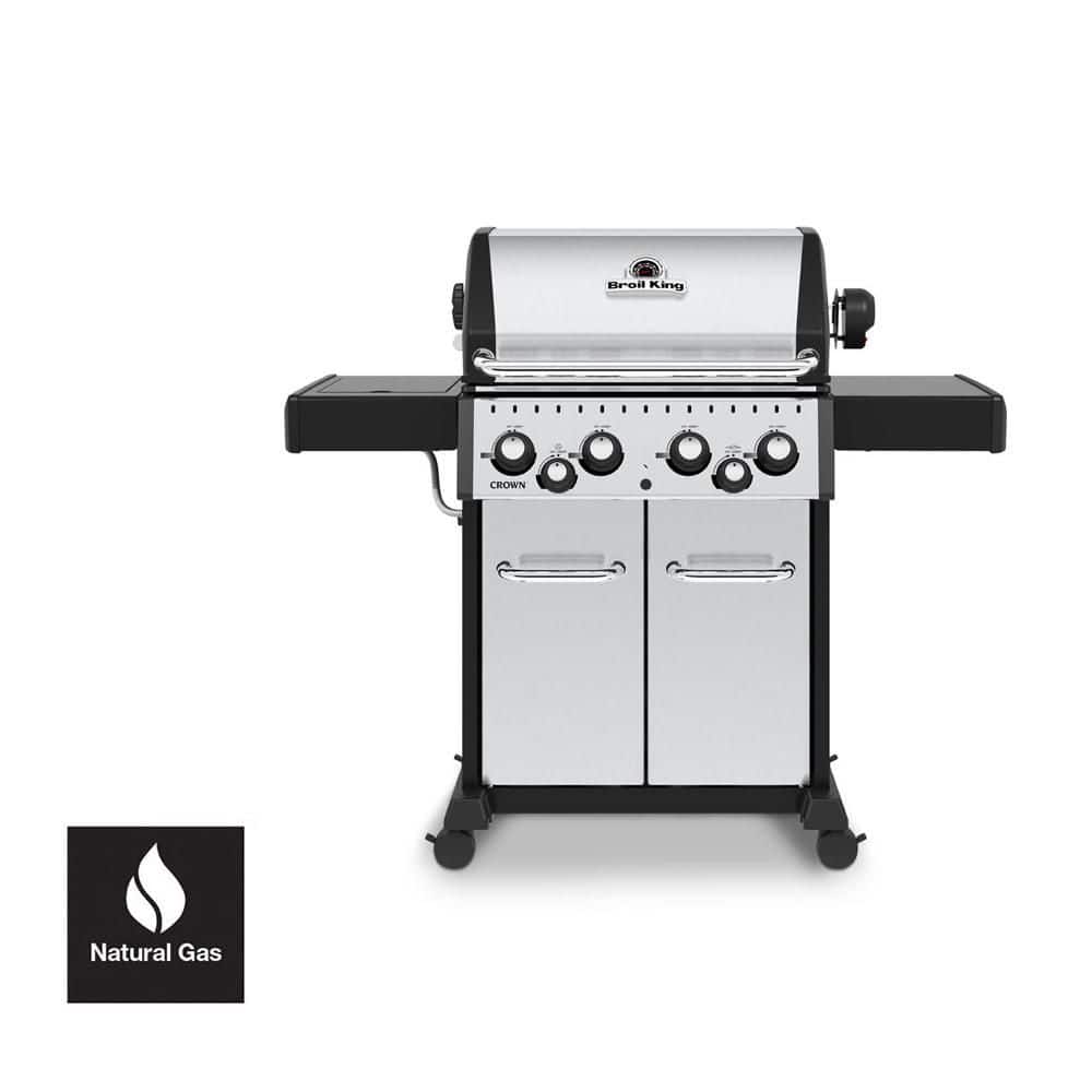 Crown S 490 4-Burner Natural Gas Grill in Stainless Steel with Side Burner 