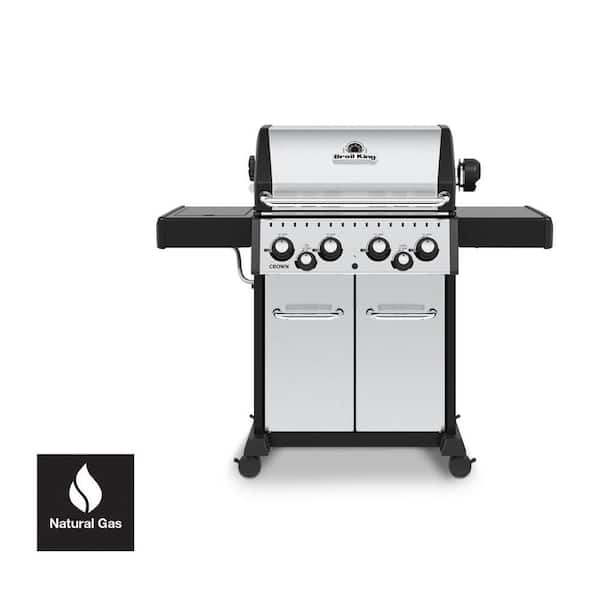 Broil King Crown S 490 4-Burner Natural Gas Grill in Stainless Steel with Side Burner and Rear Rotisserie Burner