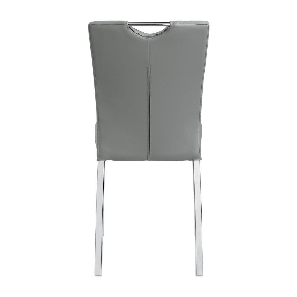 Gray Faux Leather Upholstered Side Chair with Chrome Metal Legs