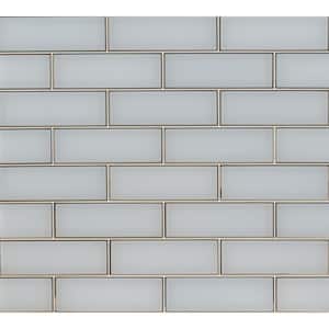 Ice Bevel 4 in. x 12 in. Solid Glossy Glass Subway Wall Tile (0.3 sq. ft. / Each)