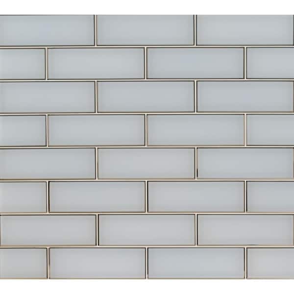 MSI Ice Bevel 4 in. x 12 in. Solid Glossy Glass Subway Wall Tile (0.3 sq. ft. / Each)