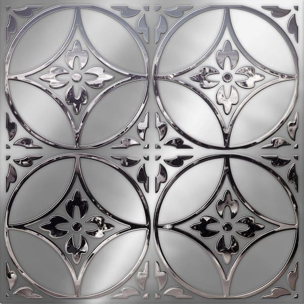 Main Street 8 in. x 8 in. Floral Circles Peel and Stick Tiles, Backsplash, Metallic Decor (24-Pack)
