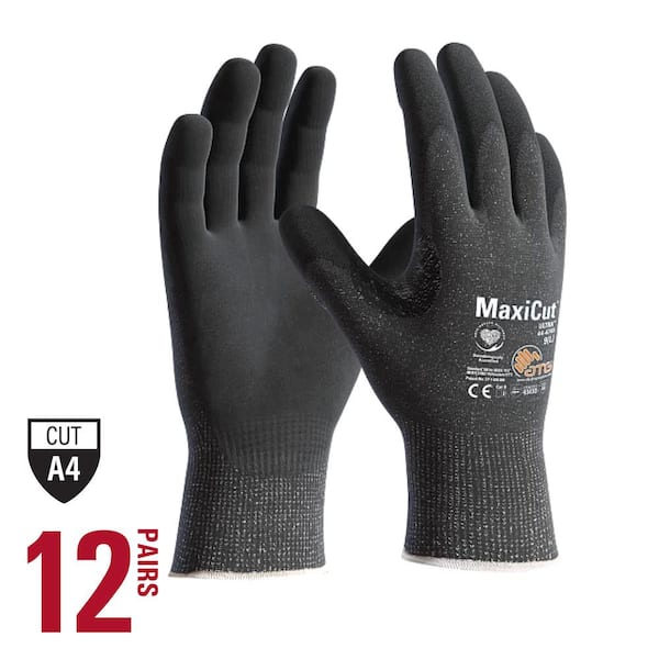 ATG MaxiCut Ultra Men's Medium Black ANSI 4-Cut Resistant Nitrile-Coated Grip Outdoor and Work Gloves (12-Pack)
