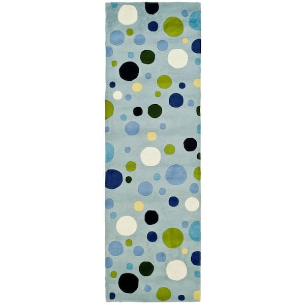 SAFAVIEH Soho Blue/Multi 3 ft. x 8 ft. Geometric Polka Dot Runner Rug