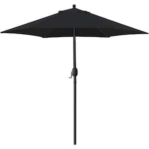 7.5' Patio Umbrella Outdoor Table Market Umbrella with Push Button Tilt/Crank, 6 Ribs (Black), Market Umbrella